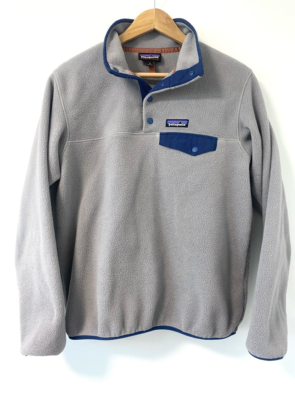 Patagonia Synchilla Lightweight Snap-T Pullover Fleece Feather Grey Navy Small